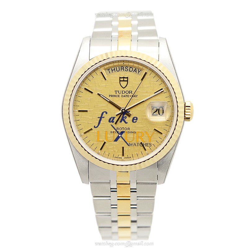 Tudor 76213-62483-CHCL Replica Watch, Automatic Movement, Gold Dial, 18kt Gold & Steel Case - Image 2