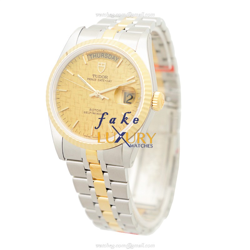 Tudor 76213-62483-CHCL Replica Watch, Automatic Movement, Gold Dial, 18kt Gold & Steel Case - Image 3