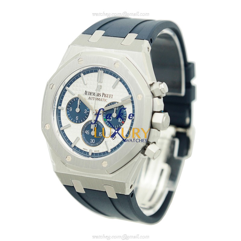 Audemars Piguet 26326ST.OO.D027CA.01 Royal Oak Automatic Silver Dial on Blue Rubber - Image 3