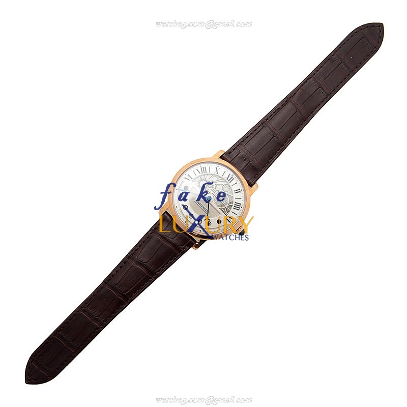 Cartier W1556243 ROTONDE DE CARTIER Automatic 18kt Rose Gold Replica Watch - Swiss Movement, Silver - Image 2