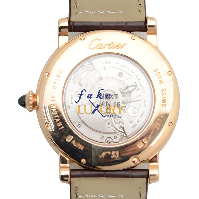 Cartier W1556243 ROTONDE DE CARTIER Automatic 18kt Rose Gold Replica Watch - Swiss Movement, Silver - Image 3