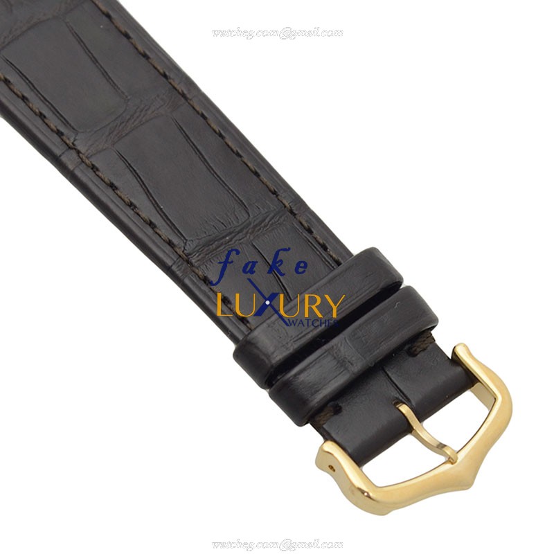 Cartier TANK W5310030 Automatic 18kt Gold Steel Silver Dial Brown Alligator Replica Watch - Image 4