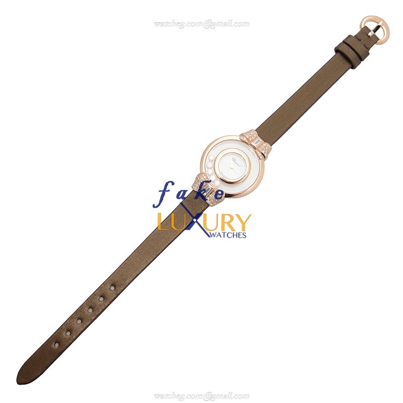 Chopard 209425-5001 Happy Diamonds Quartz 18kt Rose Gold & Diamonds Replica Watch - 25.8mm - Brown - Image 2