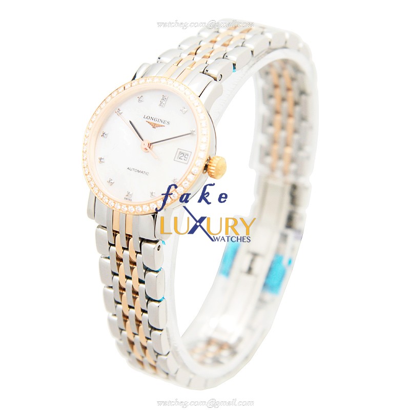 Longines L4.309.5.88.7 Elegant Replica Watch, Automatic Movement, Silver Mother of Pearl Dial - Image 3