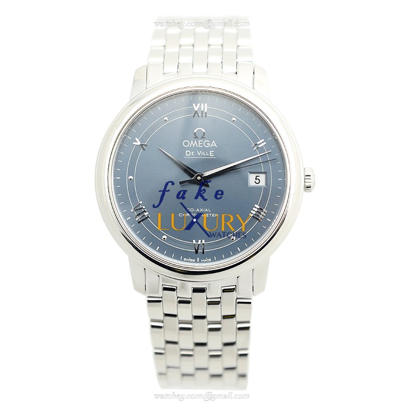 Omega 424.10.37.20.03.002 DE VILLE | Automatic | Steel | Blue Dial | Silver Strap Replica Watch - Image 2