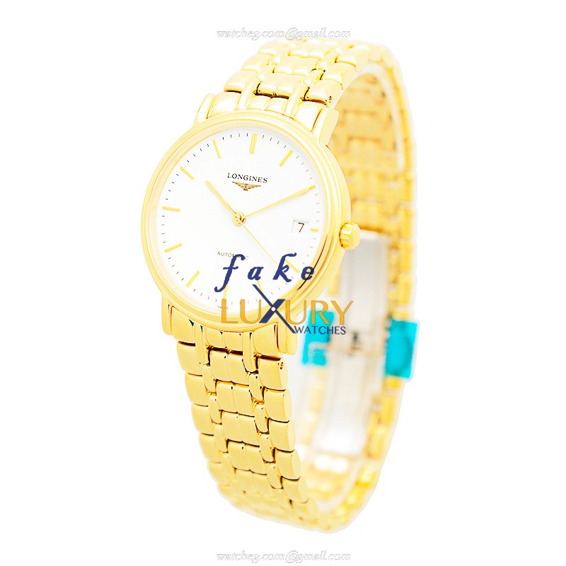 Longines L4.821.2.12.8 PRESENCE Replica Watch, Automatic, White Dial, Gold-Plated Steel Case - Image 3