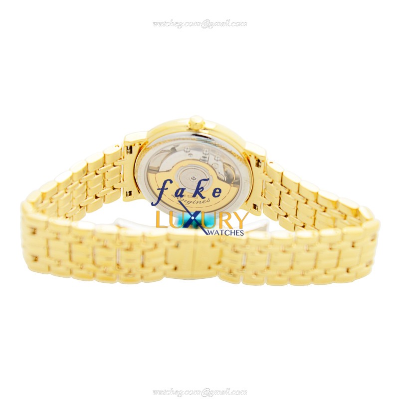 Longines L4.821.2.12.8 PRESENCE Replica Watch, Automatic, White Dial, Gold-Plated Steel Case - Image 4