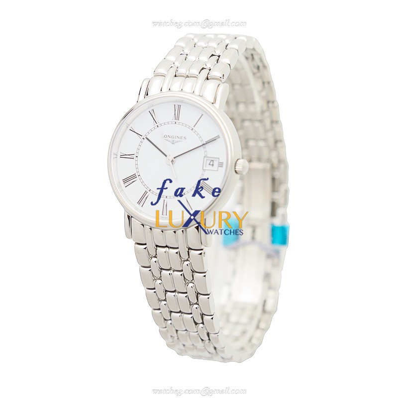 Longines L4.320.4.11.6 Replica Watch, Swiss Quartz, White Dial, Silver Stainless Steel Band - Image 3