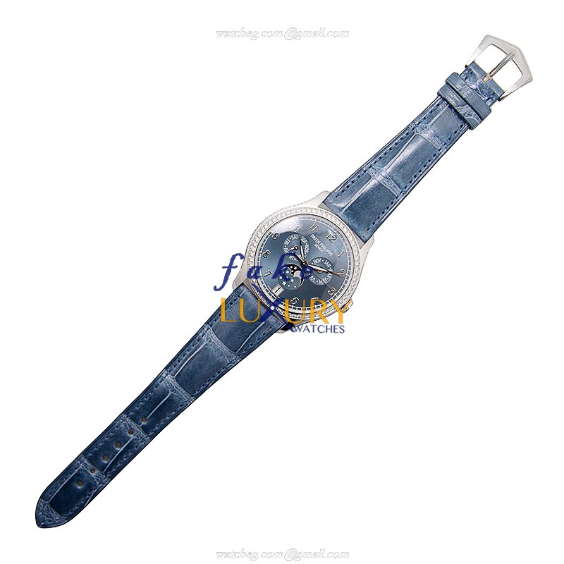 Patek Philippe 4947G-001 Replica Watch, Blue Dial, 18kt White Gold & Diamond Case, Automatic - Image 2