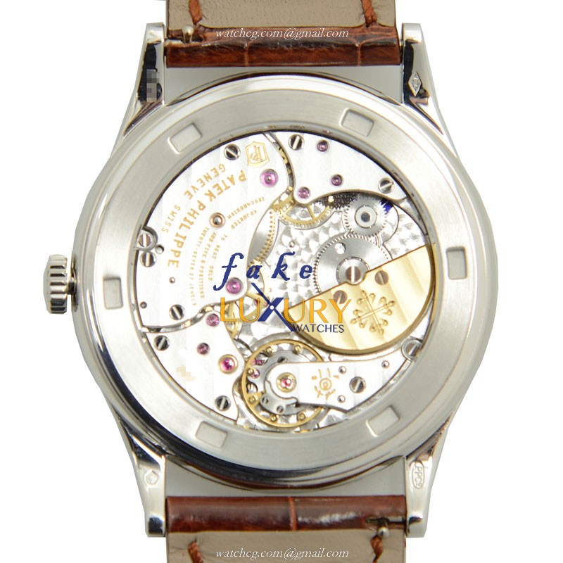 5077P-BUTTERFLY - Patek Philippe Calatrava Replica Watch - Automatic Platinum Brown Dial - Image 3
