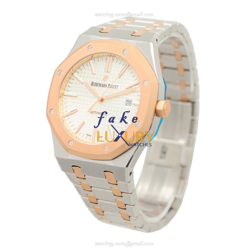 Audemars Piguet 15400SR.OO.1220SR.01 Royal Oak Replica Watch Silver Dial Automatic Rose Gold Steel - Image 3