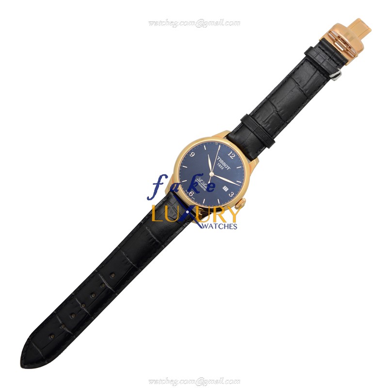 Tissot T006.408.36.057.00 Replica Watch, Automatic, Black Dial, Gold-Plated & Steel Case, Leather - Image 2