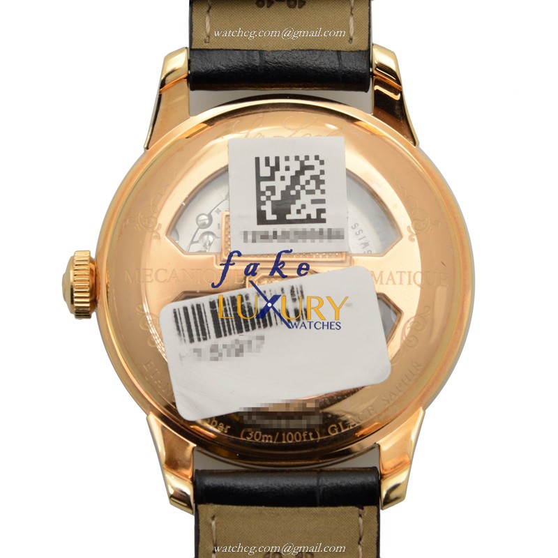 Tissot T006.408.36.057.00 Replica Watch, Automatic, Black Dial, Gold-Plated & Steel Case, Leather - Image 3