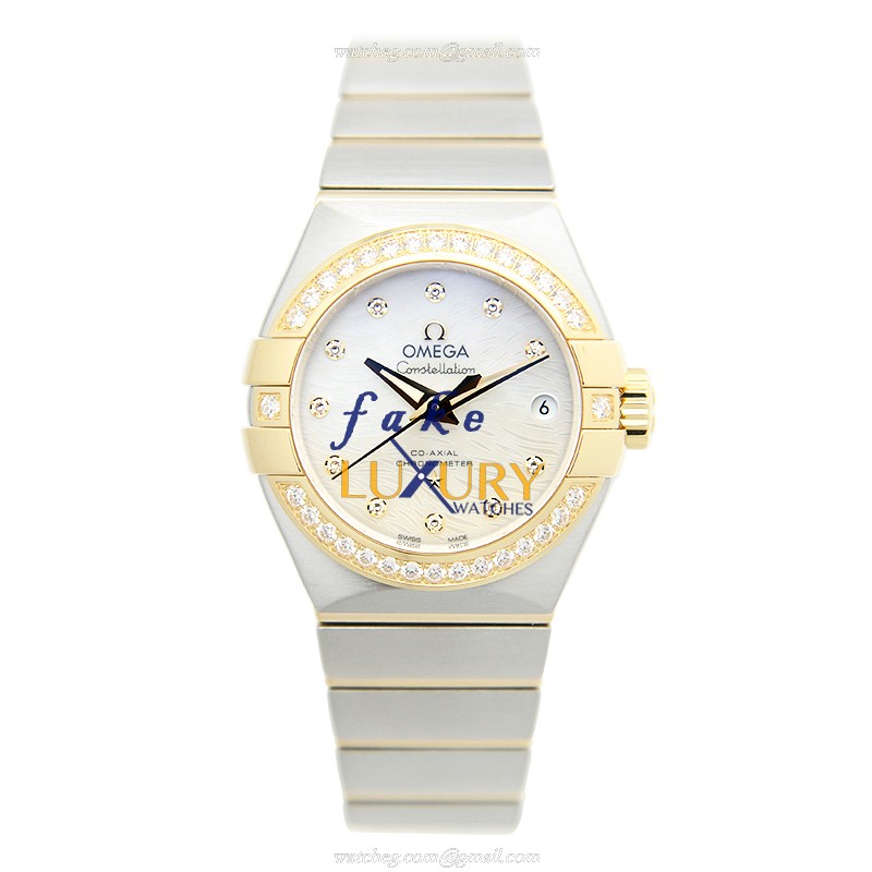 Omega 123.25.27.20.55.007 CONSTELLATION | Automatic | 18kt Gold Diamond Steel | White Dial Silver - Image 2