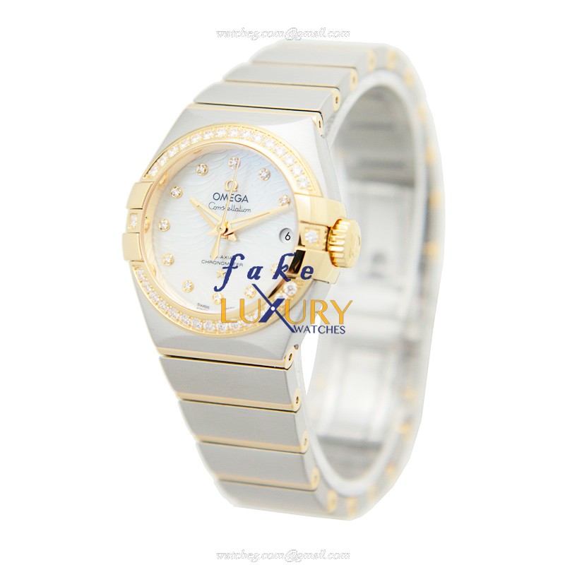 Omega 123.25.27.20.55.007 CONSTELLATION | Automatic | 18kt Gold Diamond Steel | White Dial Silver - Image 3