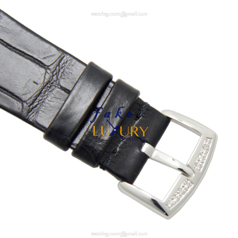 Franck Muller 8038QZRDCDOG Quartz 18kt White Gold Diamond Replica Watch - Round - Black Dial - Image 4
