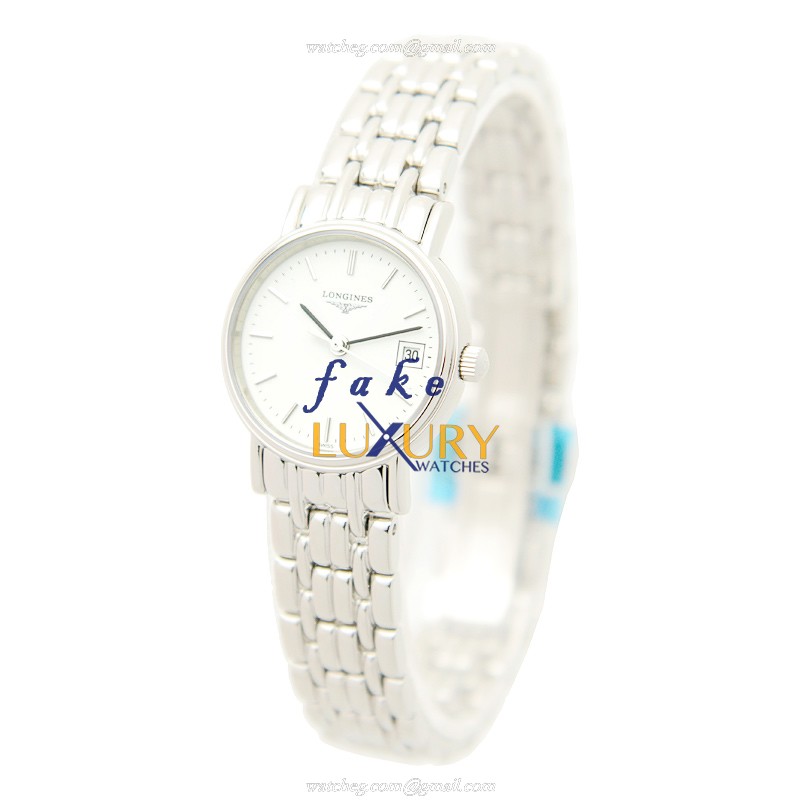 Longines L4.220.4.12.6 Quartz Replica Watch, White Dial, Silver Stainless Steel Case - Image 3