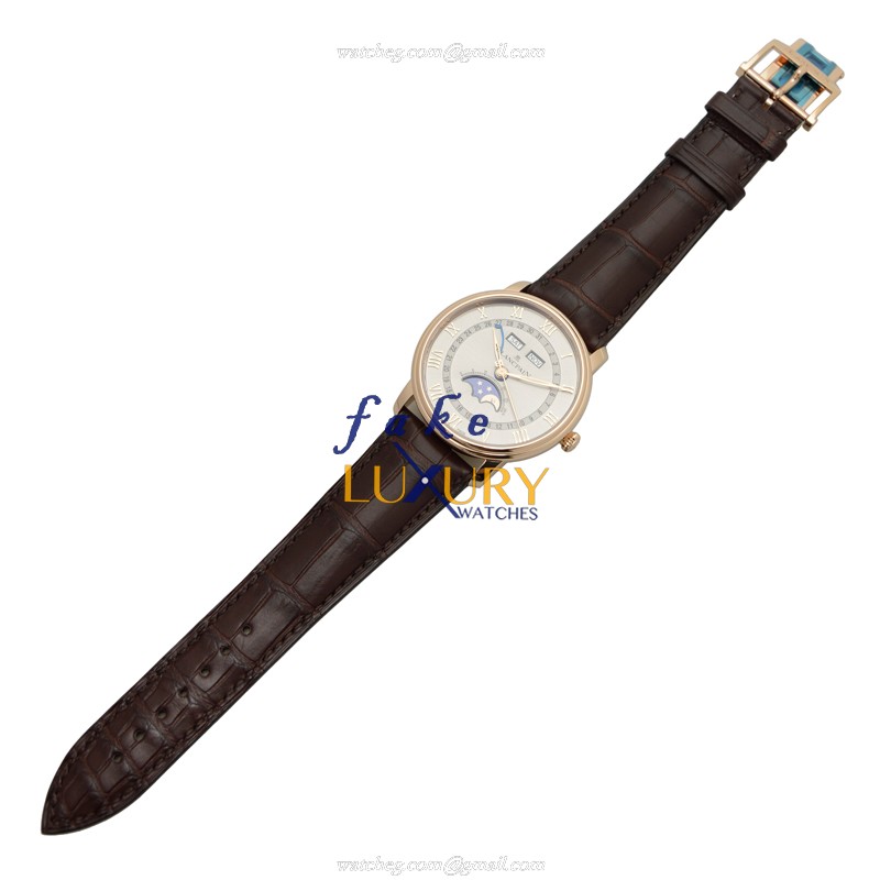 Blancpain 6654-3613-55B Villeret Replica Watch Automatic 18kt Rose Gold Gold Dial Brown Alligator - Image 2