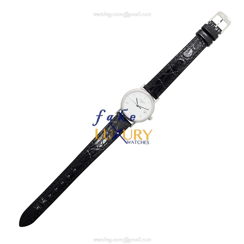 Longines L4.220.4.12.2 Replica Watch, Quartz, White Dial, Steel Case, Leather Strap - Image 2