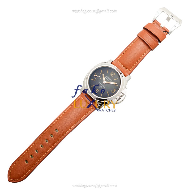 Panerai PAM00632 LUMINOR Manual Wind Stainless Steel Watch, Replica, Dark Brown Dial, Brown Cowhide - Image 2