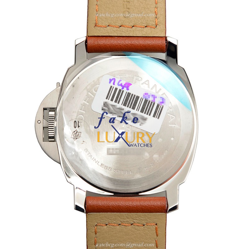 Panerai PAM00632 LUMINOR Manual Wind Stainless Steel Watch, Replica, Dark Brown Dial, Brown Cowhide - Image 3