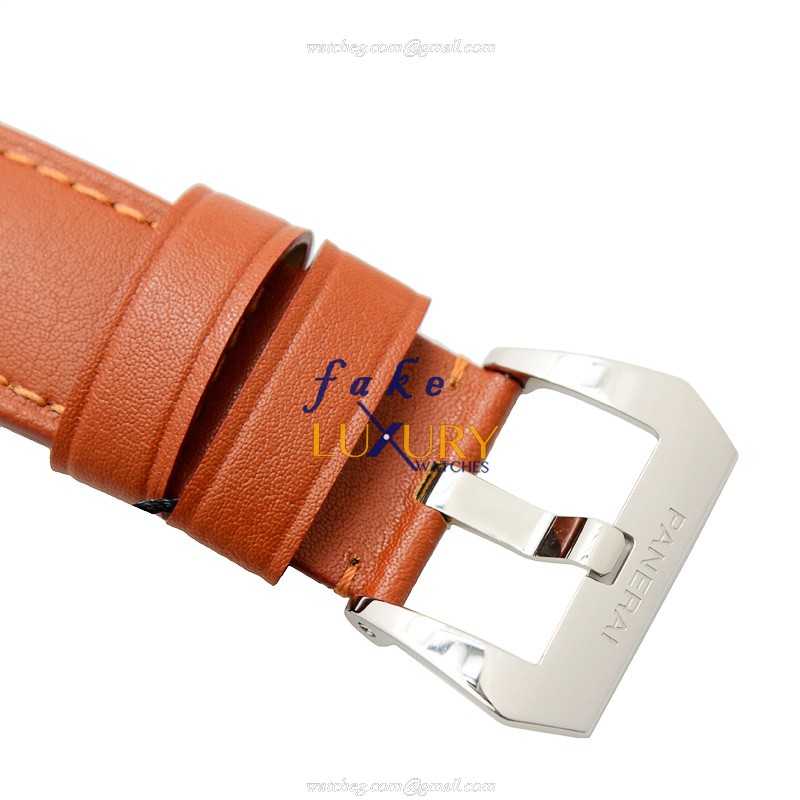 Panerai PAM00632 LUMINOR Manual Wind Stainless Steel Watch, Replica, Dark Brown Dial, Brown Cowhide - Image 4