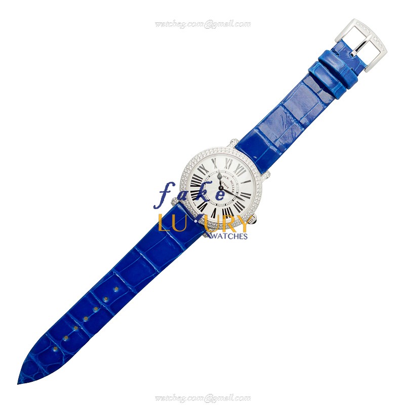 8035 QZ R D OG - Franck Muller Replica Color Dreams Watch - Quartz - Silver Dial - Blue Alligator - Image 2