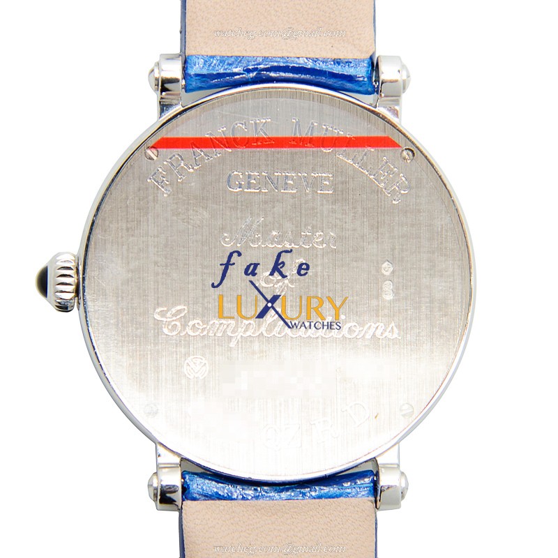 8035 QZ R D OG - Franck Muller Replica Color Dreams Watch - Quartz - Silver Dial - Blue Alligator - Image 3