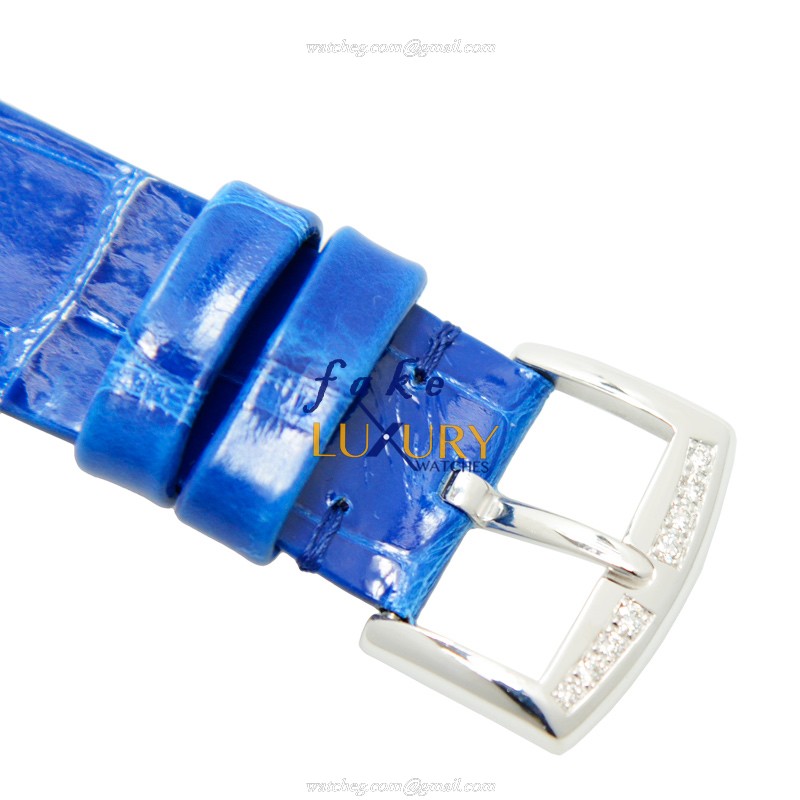 8035 QZ R D OG - Franck Muller Replica Color Dreams Watch - Quartz - Silver Dial - Blue Alligator - Image 4