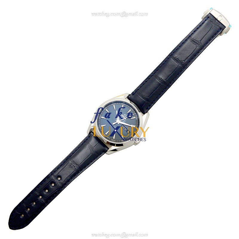 Omega Seamaster 231.13.43.22.03.002 Automatic Blue Dial Steel Leather Replica Watch - Image 2