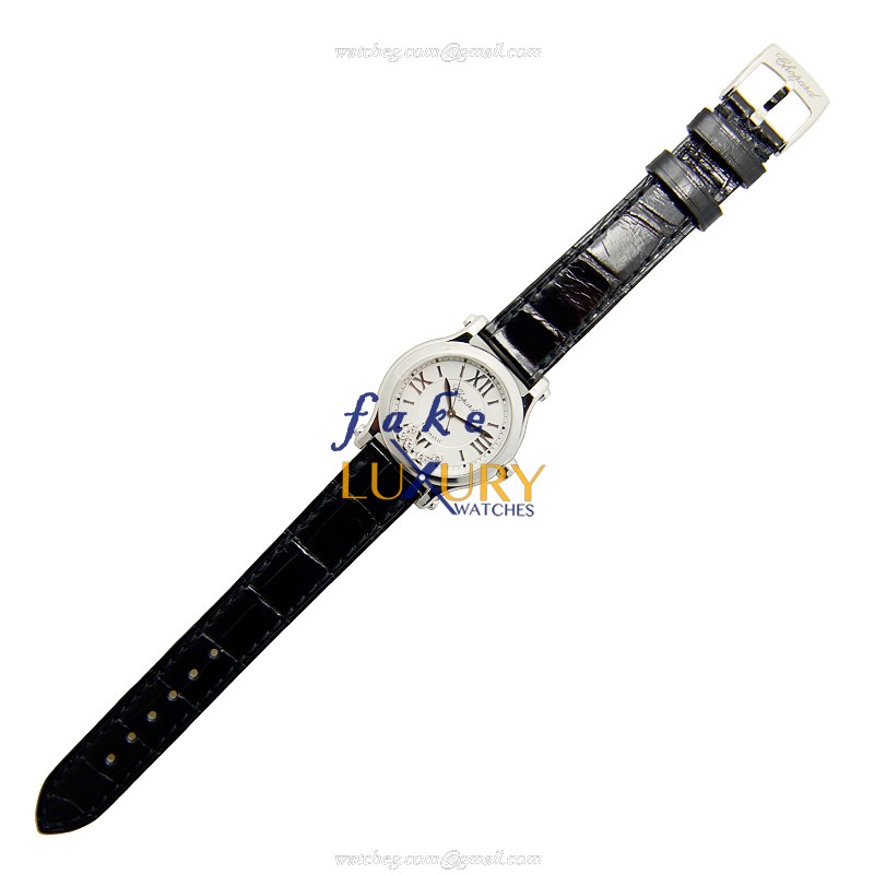 Chopard 278573-3001 Happy Sport Replica Watch, Automatic, Silver Dial, Steel Case, Black Alligator - Image 2
