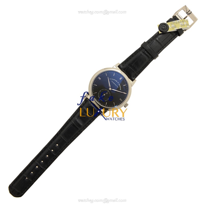A Lange Saxonia 307.029 Automatic with Black Dial on Alligator Replica Watch - Image 2