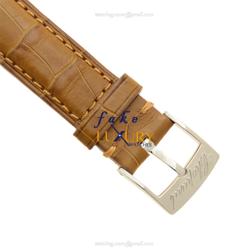 Chopard 278546-3001 Happy Sport Replica Watch Quartz Steel White Dial Brown Alligator Strap - Image 4