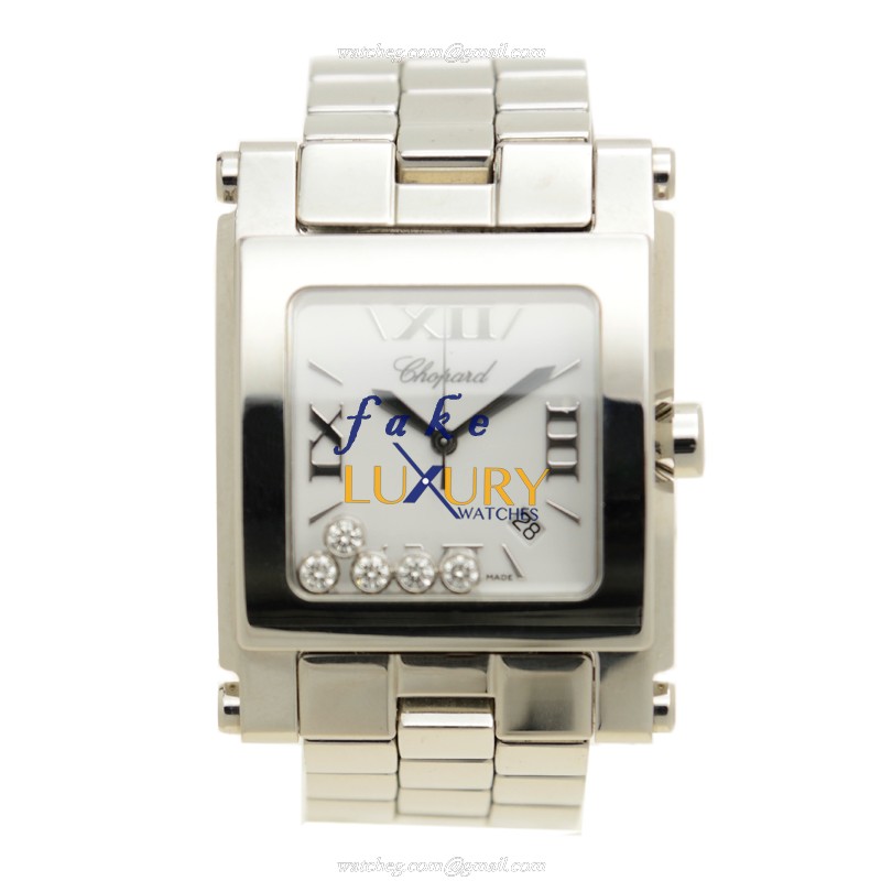 Chopard 288467-3001 Happy Sport Quartz Steel Case Replica Watch, White Dial, Silver Strap - Image 2