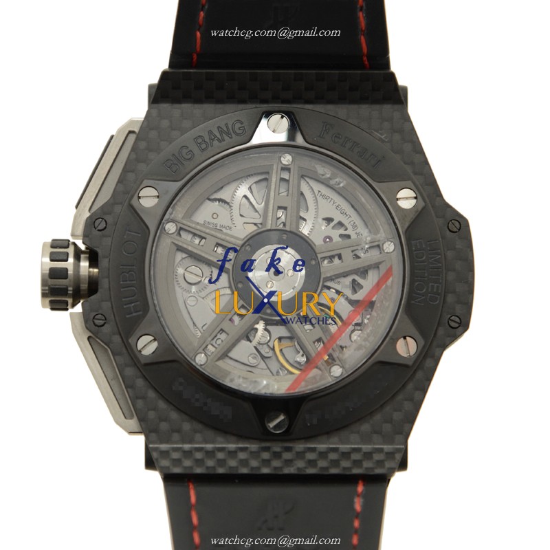 Hublot 401.QX.0123.VR Automatic Carbon Fiber Replica Watch, Red Dial, Black Rubber Strap - Image 3