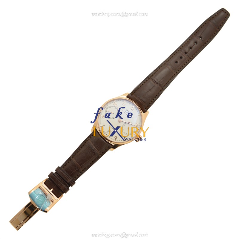 IWC Portuguese IW500701 Automatic 18kt Rose Gold Brown Alligator White Dial Replica Watch - Image 2