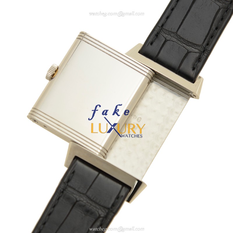 Jaeger-Lecoultre Q2783520 REVERSO Manual Wind 18kt White Gold Replica Watch, Silver Dial, Alligator - Image 5