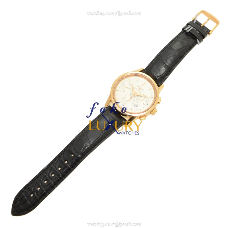 Longines L4.796.8.72.2 Replica Heritage Watch Automatic 18kt Rose Gold White Dial Alligator Strap - Image 2