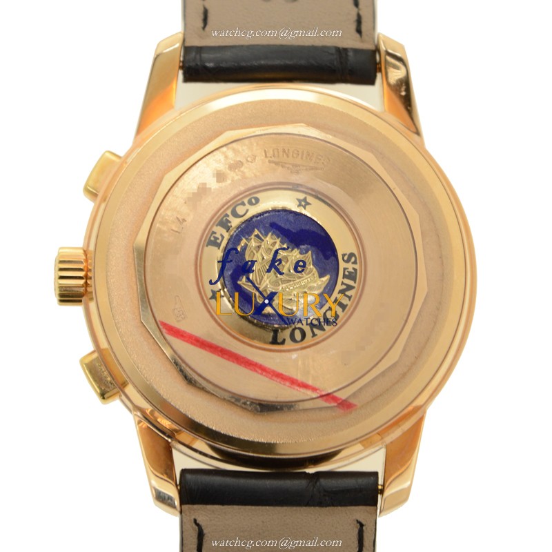 Longines L4.796.8.72.2 Replica Heritage Watch Automatic 18kt Rose Gold White Dial Alligator Strap - Image 3