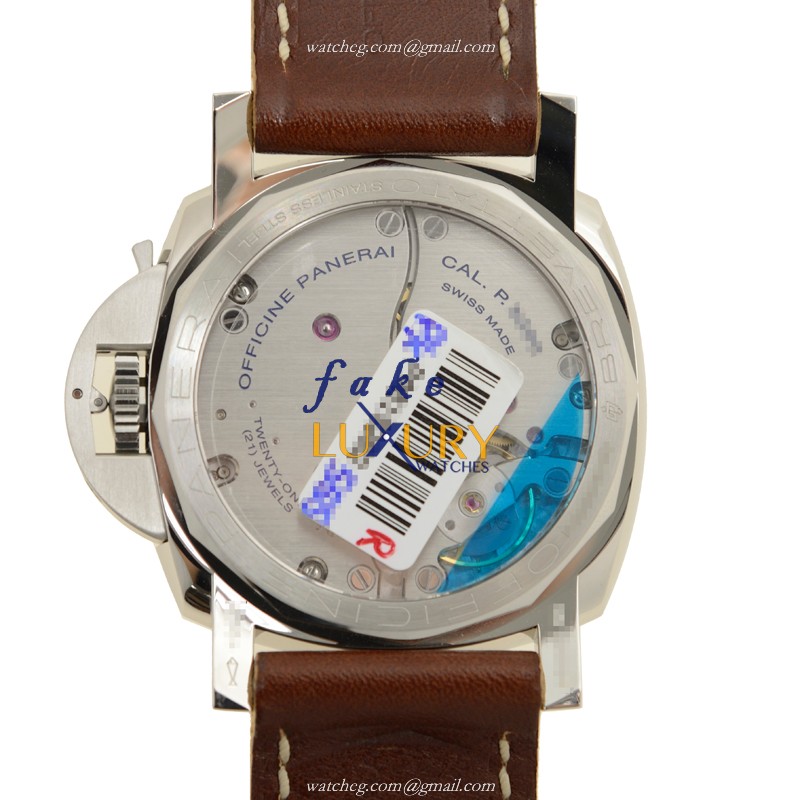 Panerai PAM00372 LUMINOR Manual Wind Steel Case Black Dial Replica Watch - 47mm - Brown Cowhide - Image 3