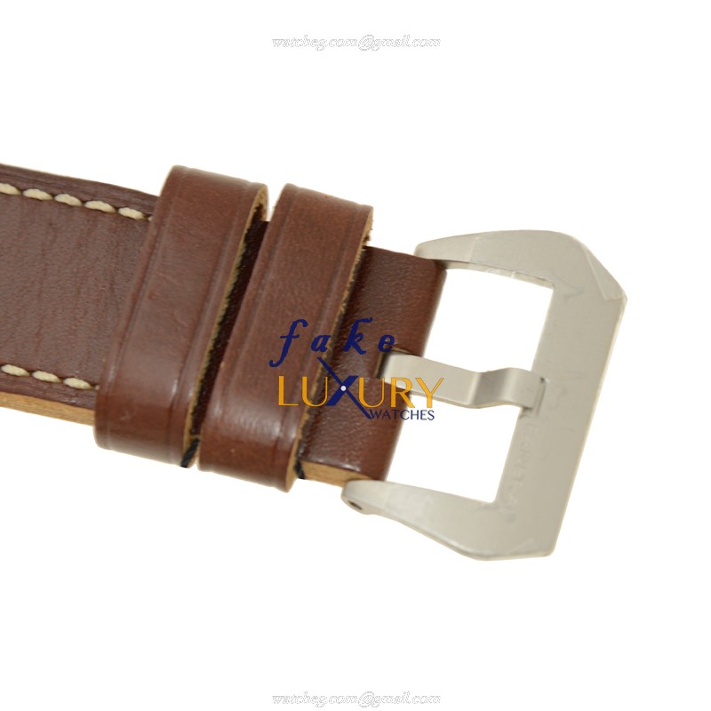 Panerai PAM00372 LUMINOR Manual Wind Steel Case Black Dial Replica Watch - 47mm - Brown Cowhide - Image 4