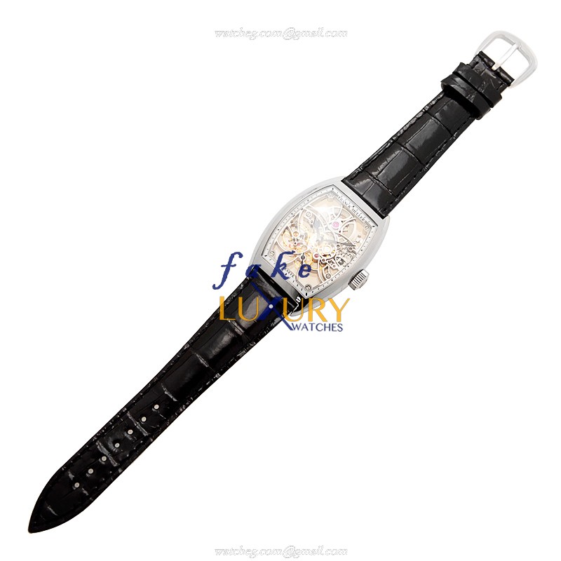 Franck Muller GENEVE 7880 B S6 SQT OG Manual Wind 18kt White Gold Transparent Skull Dial Replica - Image 2