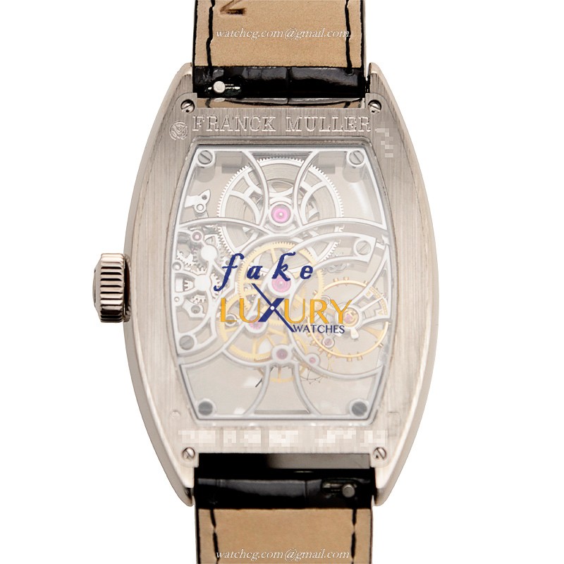 Franck Muller GENEVE 7880 B S6 SQT OG Manual Wind 18kt White Gold Transparent Skull Dial Replica - Image 3