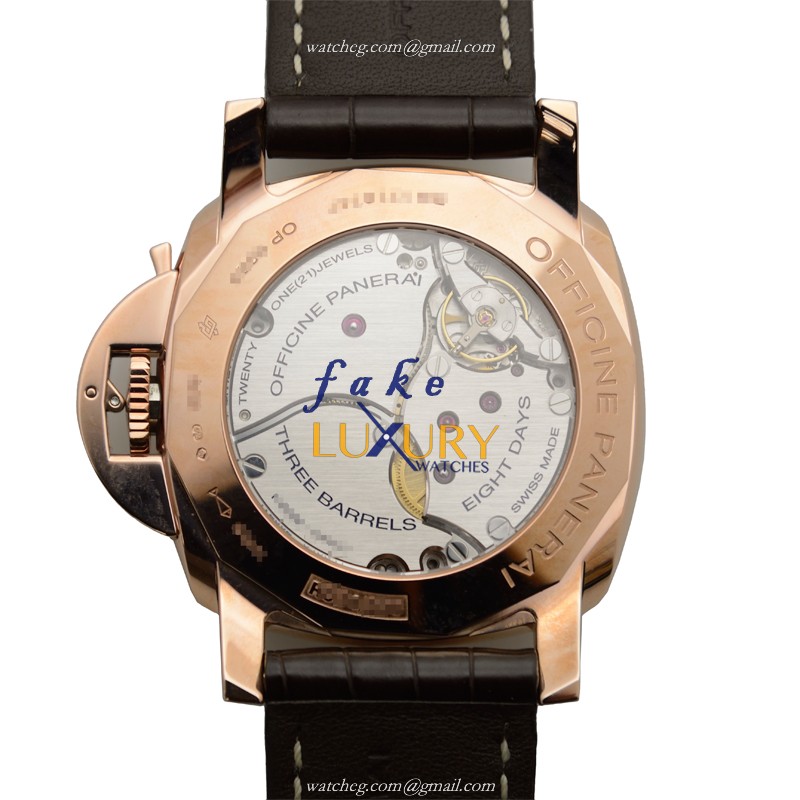 Panerai PAM00576 LUMINOR Manual Wind 18kt Rose Gold - 44mm - Brown Dial - Alligator Strap Replica - Image 3
