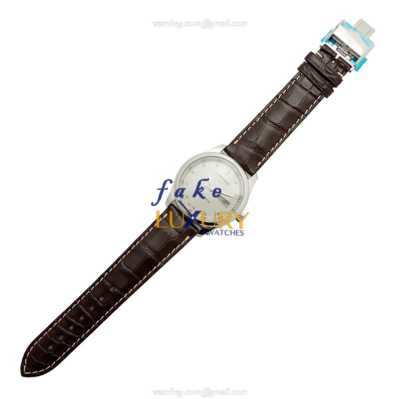 Longines Master L2.755.4.77.3 - Replica Watch - Automatic - Silver Dial - Brown Alligator Strap - Image 2