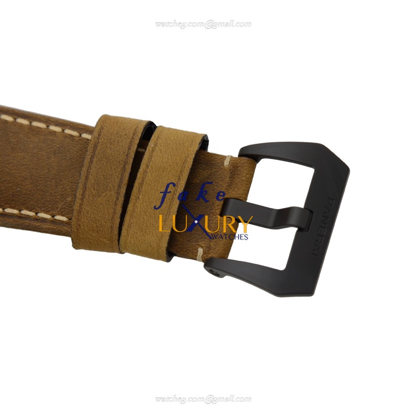 Panerai PAM00375 LUMINOR Composite Manual Wind Replica Watch - Dark Brown Dial & Brown Cowhide Strap - Image 4