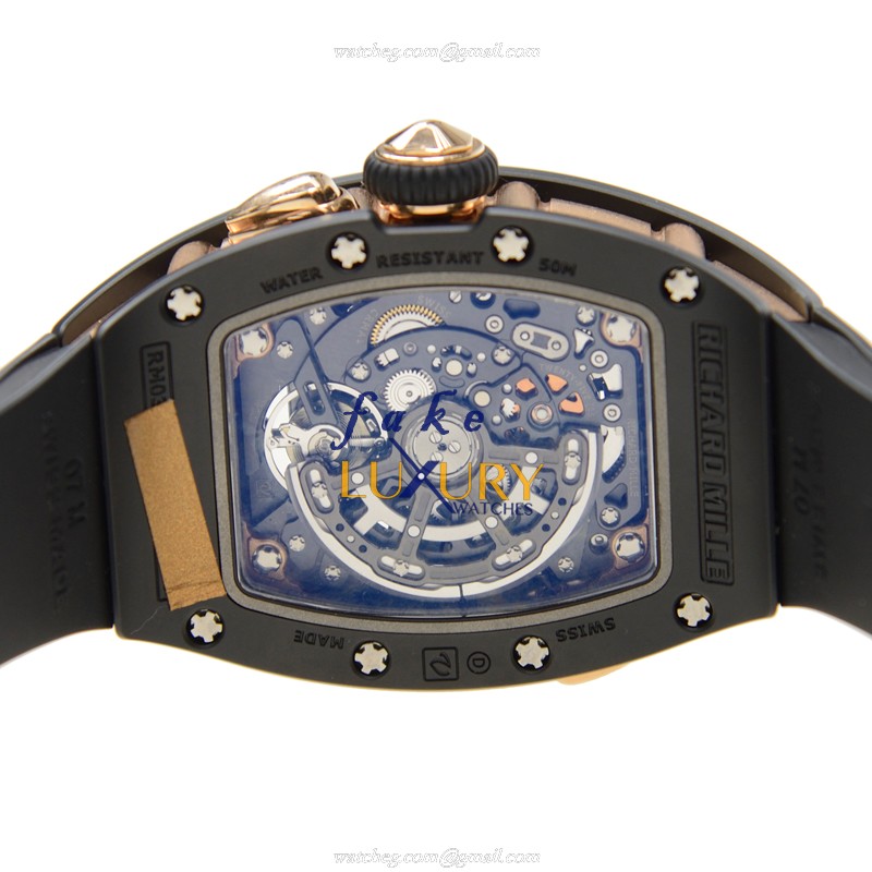Richard Mille RM037 Automatic Ceramic Replica Watch, Black Carbon Fiber Dial, Rubber Strap - Image 3