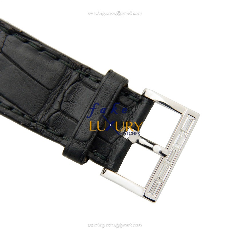 Chopard 171933-1001 L.U.C Manual Wind 18kt White Gold Diamond Replica Watch Silver Dial Black - Image 4