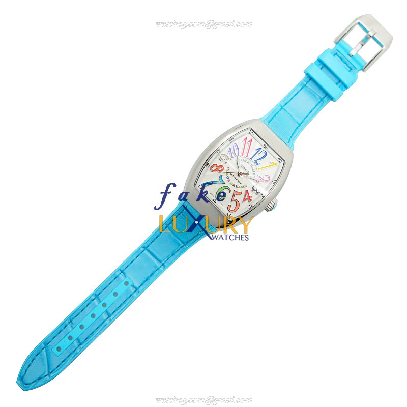 Franck Muller V 32 SC AT FO COL DRM AC.BL Replica Watch, Automatic, Silver Dial, Blue Alligator - Image 2