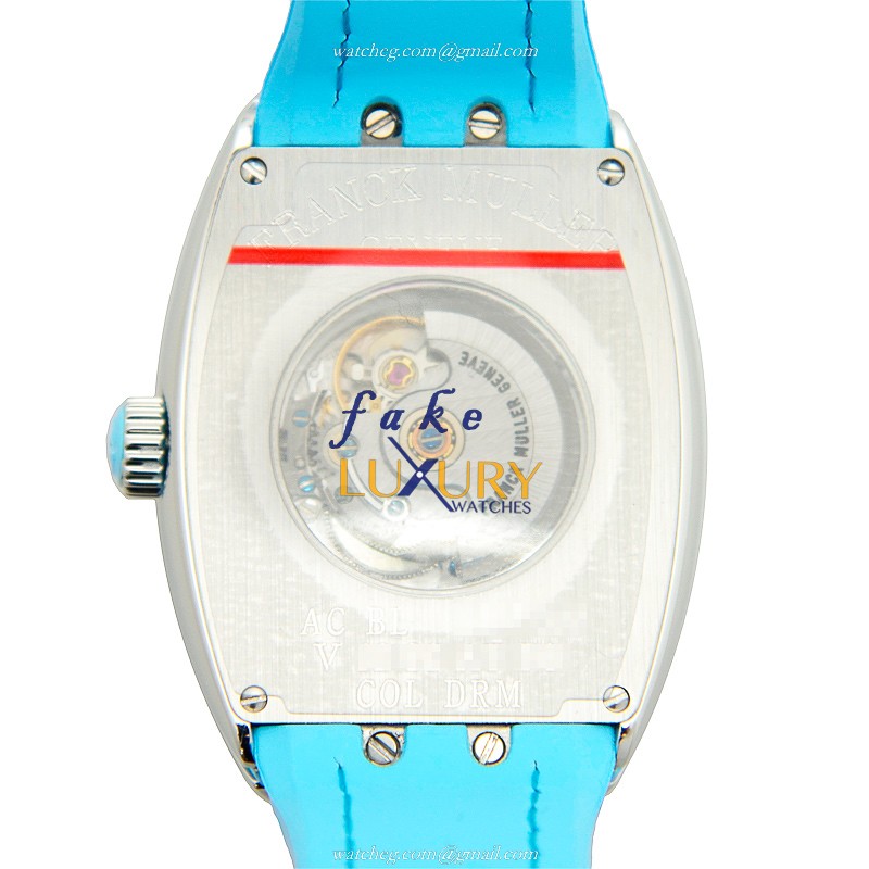Franck Muller V 32 SC AT FO COL DRM AC.BL Replica Watch, Automatic, Silver Dial, Blue Alligator - Image 3